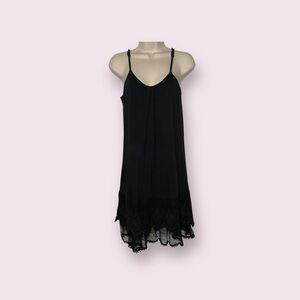 Elegant Black Lace Hem Dress